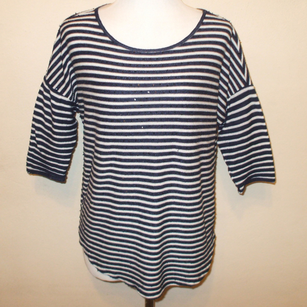 Loft Sequin & Stripe Spring Sweater